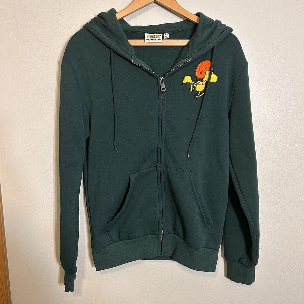 Aeropostale Peanuts Snoopy Green Zip-Up Hoodie Women's Extra Small